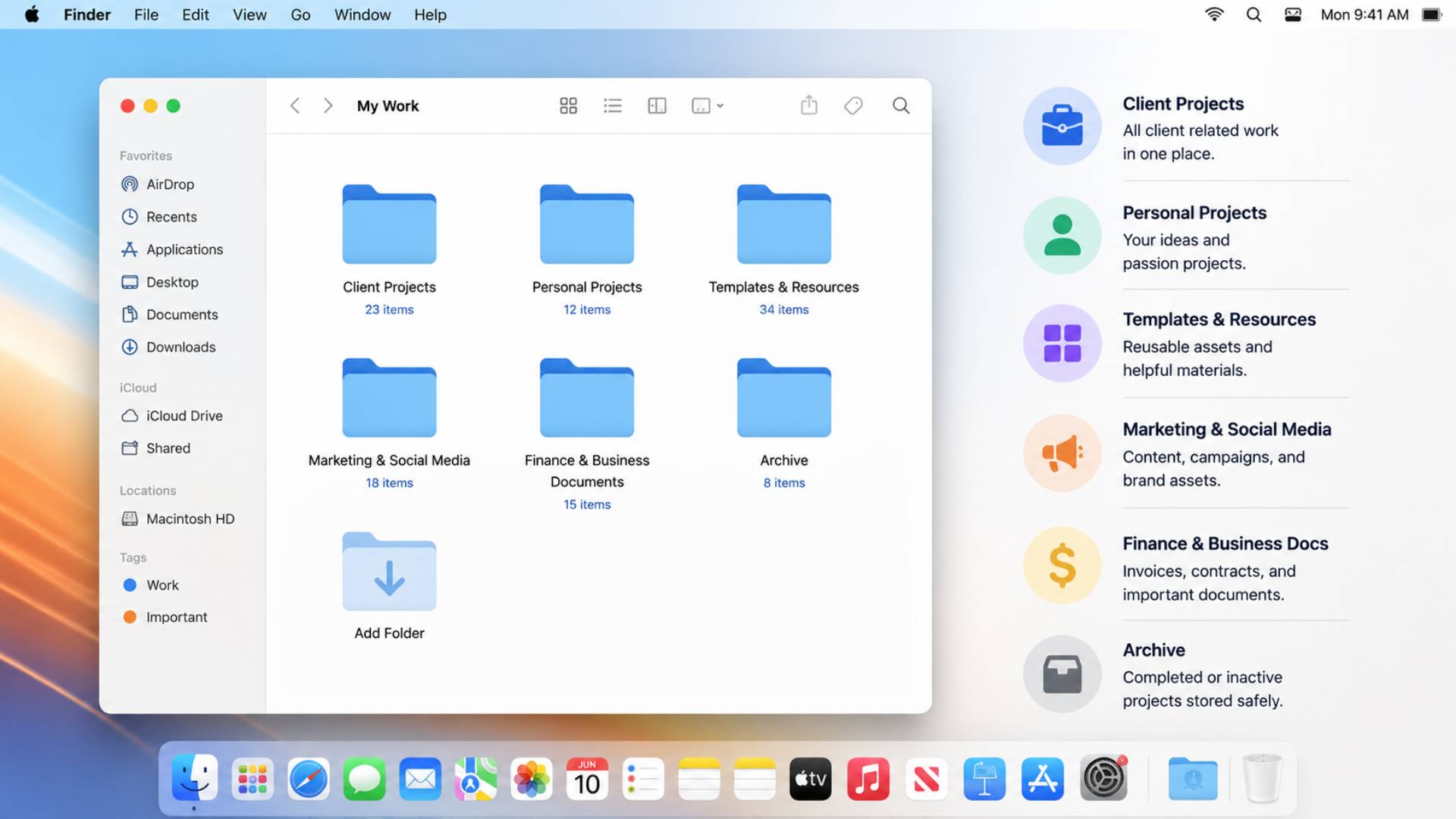 Create Main Folder Categories