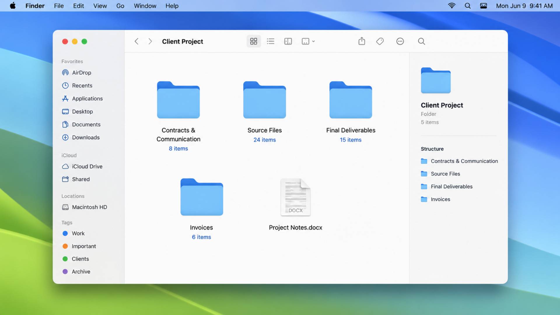 Organize Projects Inside Each Folder