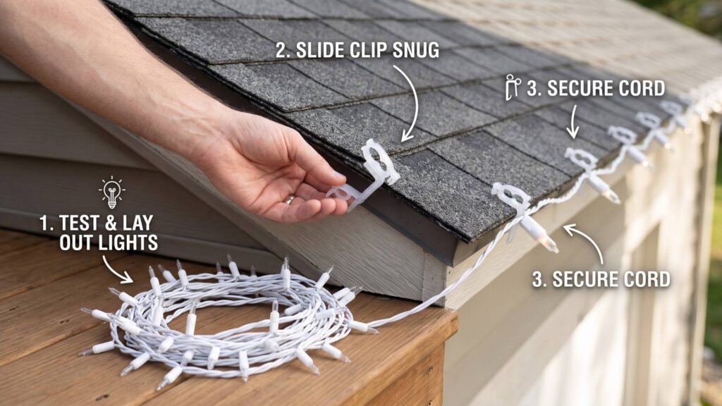 Step-by-Step Installation Light Clip-On Angle Shingles